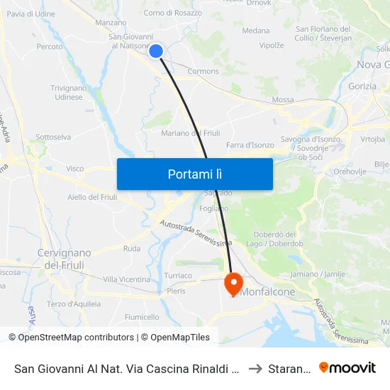 San Giovanni Al Nat. Via Cascina Rinaldi 27 (Dir.Villanova) to Staranzano map