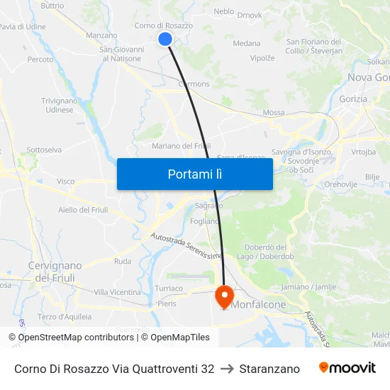 Corno Di Rosazzo Via Quattroventi 32 to Staranzano map