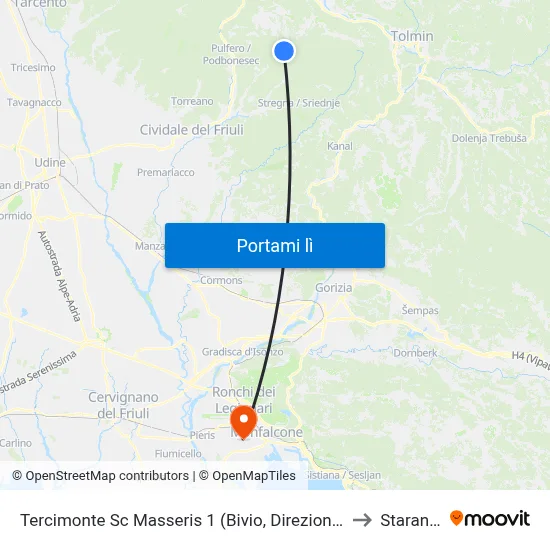 Tercimonte Sc Masseris 1 (Bivio, Direzione Montemaggiore) to Staranzano map