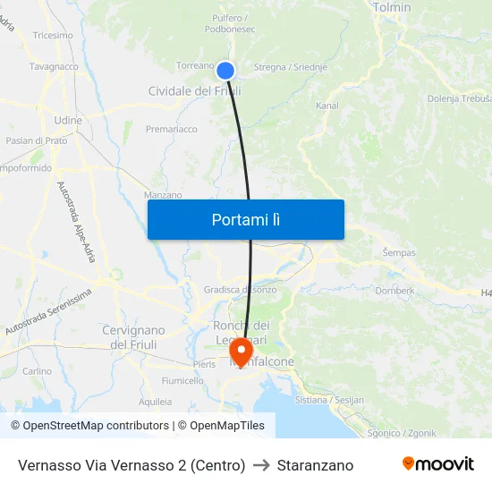 Vernasso Via Vernasso 2 (Centro) to Staranzano map