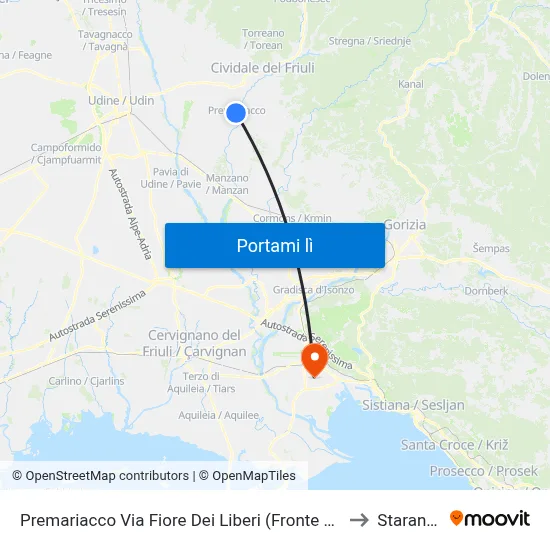 Premariacco Via Fiore Dei Liberi (Fronte Civico 1, Piazza) to Staranzano map