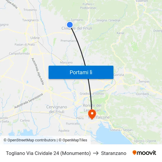 Togliano Via Cividale 24 (Monumento) to Staranzano map
