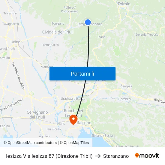 Iesizza Via Iesizza 87 (Direzione Tribil) to Staranzano map