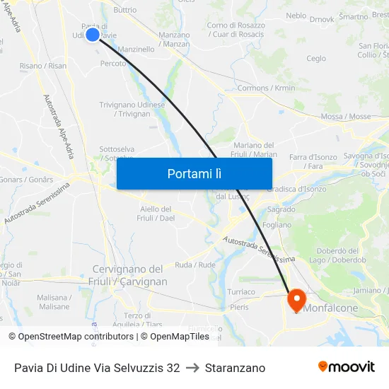 Pavia Di Udine Via Selvuzzis 32 to Staranzano map