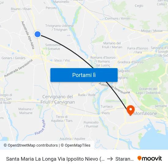 Santa Maria La Longa Via Ippolito Nievo (Fronte Civico 5) to Staranzano map