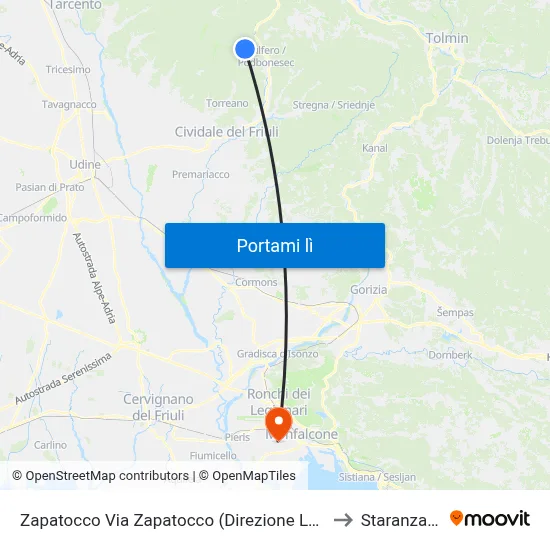 Zapatocco Via Zapatocco (Direzione Loch) to Staranzano map