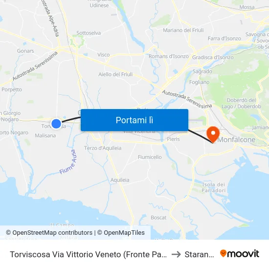 Torviscosa Via Vittorio Veneto (Fronte Parco, Carabinieri) to Staranzano map