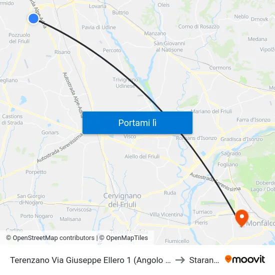 Terenzano Via Giuseppe Ellero 1 (Angolo Via Della Statua) to Staranzano map