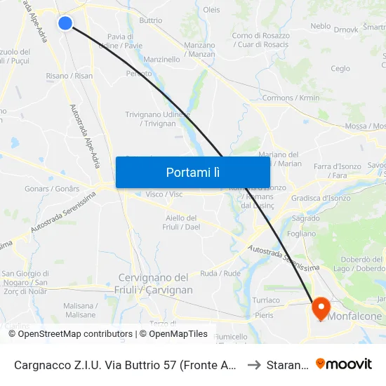 Cargnacco Z.I.U. Via Buttrio 57 (Fronte Abs, Dir. Cargnacco) to Staranzano map