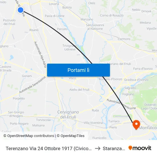 Terenzano Via 24 Ottobre 1917 (Civico 44) to Staranzano map