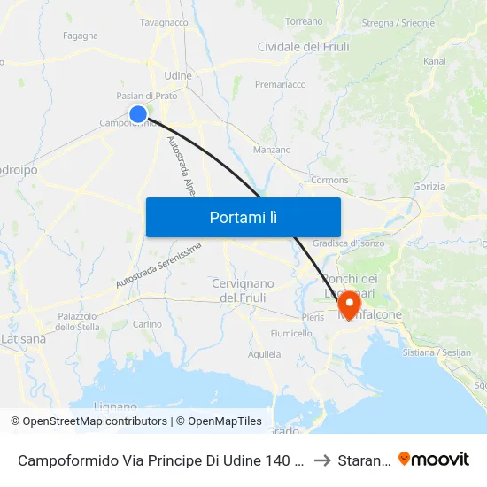 Campoformido Via Principe Di Udine 140 (Steeljobs, Dir.Udine to Staranzano map