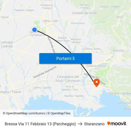 Bressa Via 11 Febbraio 13 (Parcheggio) to Staranzano map