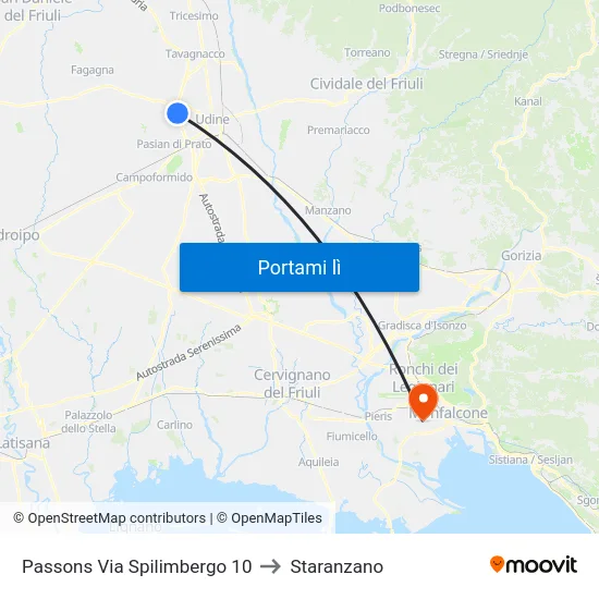 Passons Via Spilimbergo 10 to Staranzano map