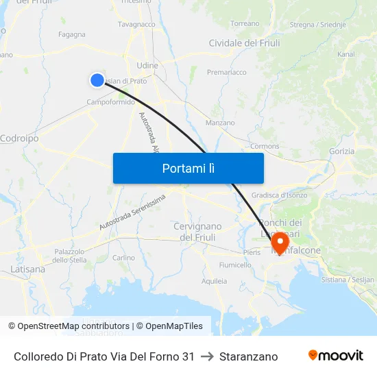 Colloredo Di Prato Via Del Forno 31 to Staranzano map
