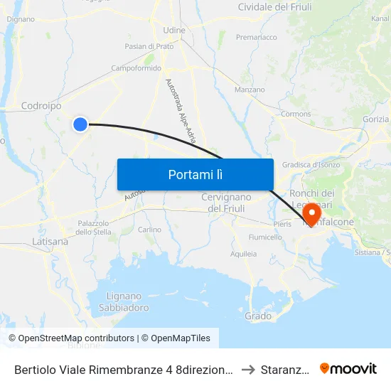 Bertiolo Viale Rimembranze 4 8direzione Virco) to Staranzano map