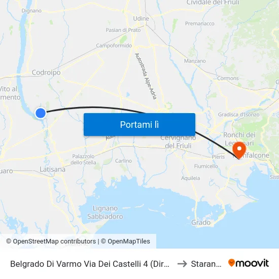 Belgrado Di Varmo Via Dei Castelli 4 (Direzione Camino) to Staranzano map