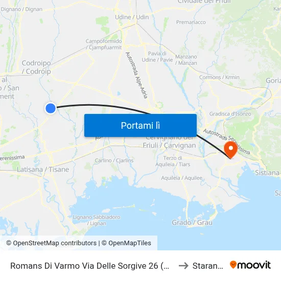 Romans Di Varmo Via Delle Sorgive 26 (Prov. Muscletto) to Staranzano map