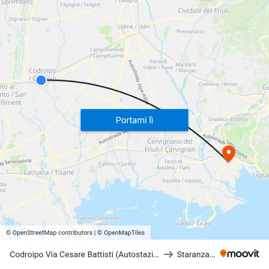Codroipo Via Cesare Battisti (Autostazione) to Staranzano map