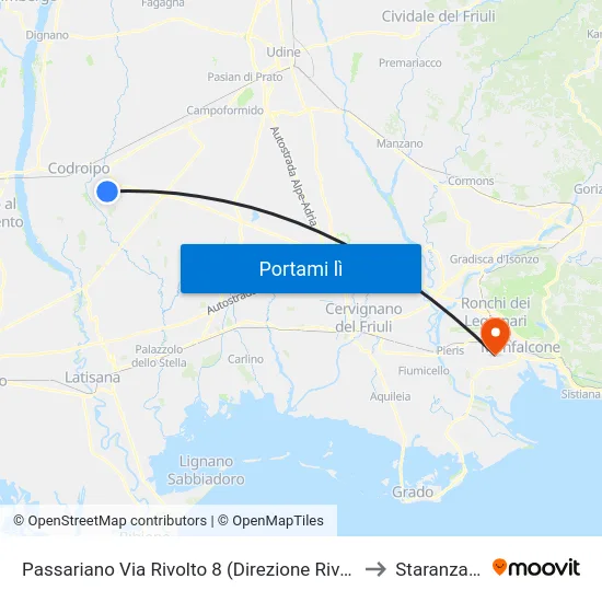 Passariano Via Rivolto 8 (Direzione Rivolto) to Staranzano map