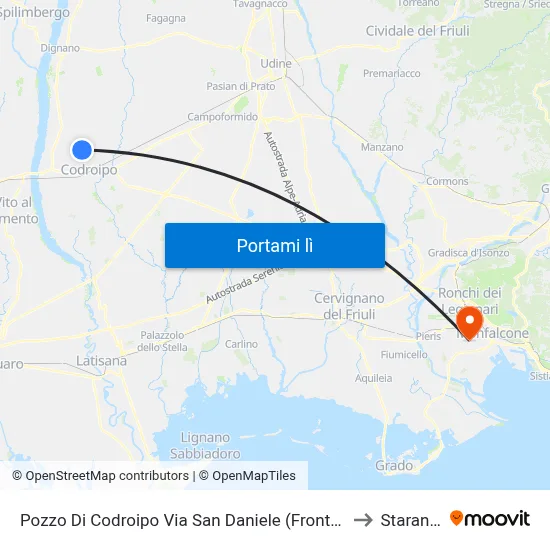 Pozzo Di Codroipo Via San Daniele (Fronte 14, Dir. Codroipo) to Staranzano map