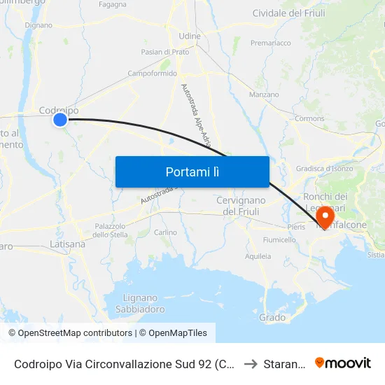 Codroipo Via Circonvallazione Sud 92 (Campo Sportivo) to Staranzano map