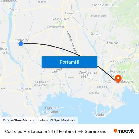 Codroipo Via Latisana 34 (4 Fontane) to Staranzano map
