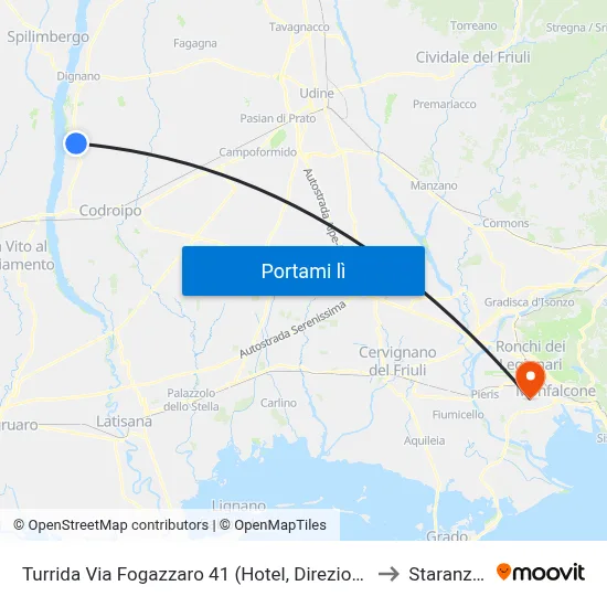 Turrida Via Fogazzaro 41 (Hotel, Direzione Centro) to Staranzano map