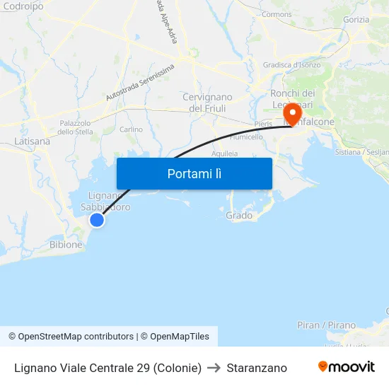 Lignano Viale Centrale 29 (Colonie) to Staranzano map