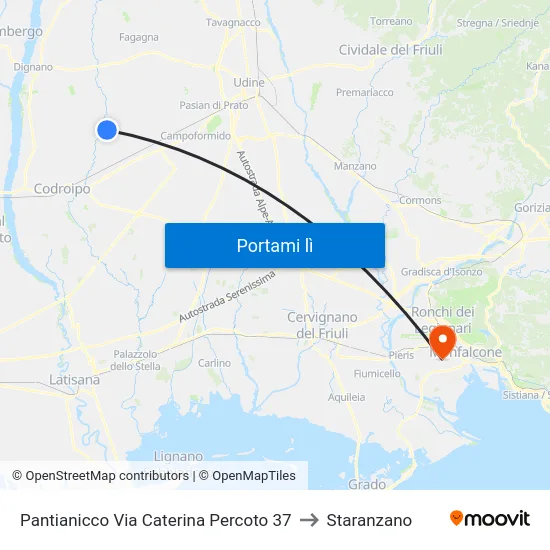 Pantianicco Via Caterina Percoto 37 to Staranzano map