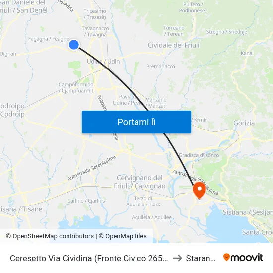 Ceresetto Via Cividina (Fronte Civico 265, Parcheggio) to Staranzano map