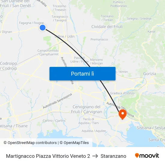 Martignacco Piazza Vittorio Veneto 2 to Staranzano map