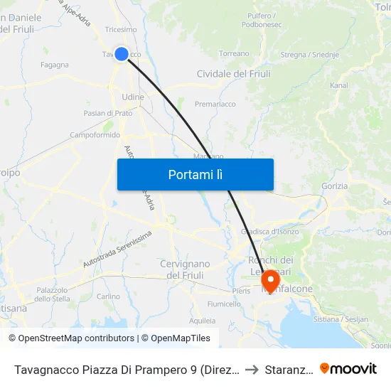 Tavagnacco Piazza Di Prampero 9 (Direzione Udine) to Staranzano map