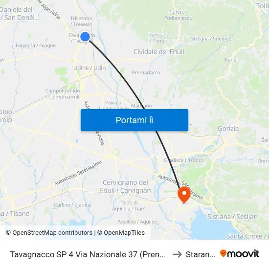Tavagnacco SP 4 Via Nazionale 37 (Prenatal, Dir.Tricesimo) to Staranzano map