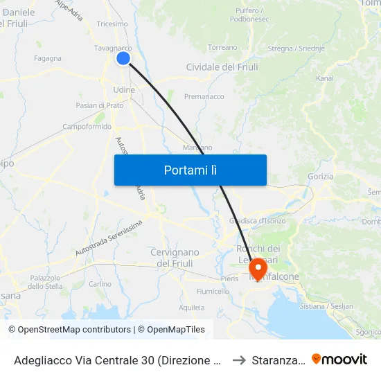 Adegliacco Via Centrale 30 (Direzione Udine) to Staranzano map