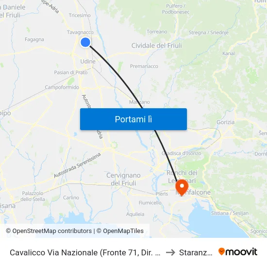 Cavalicco Via Nazionale (Fronte 71,  Dir. Gemona) to Staranzano map