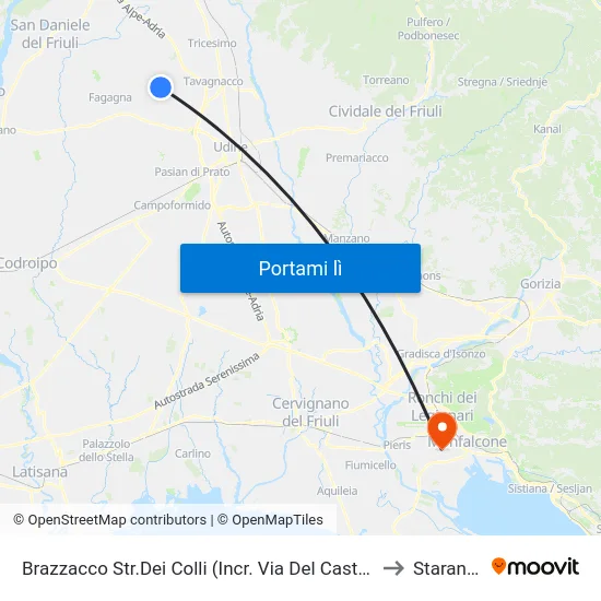 Brazzacco Str.Dei Colli (Incr. Via Del Castello, Dir.Moruzzo to Staranzano map