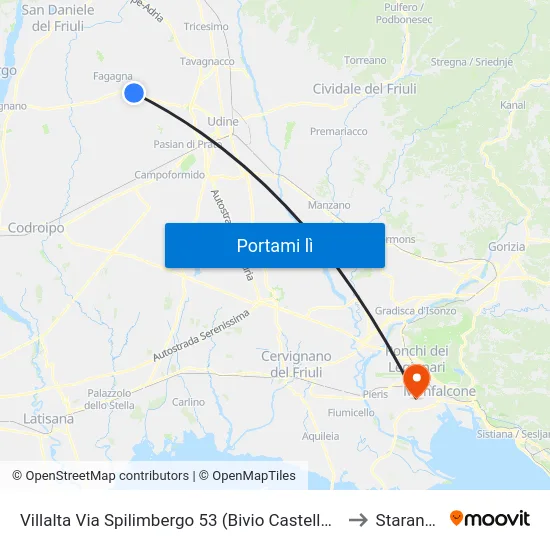 Villalta Via Spilimbergo 53 (Bivio Castello, Direz. Udine) to Staranzano map