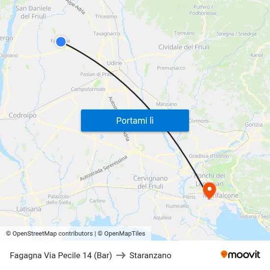 Fagagna Via Pecile 14 (Bar) to Staranzano map