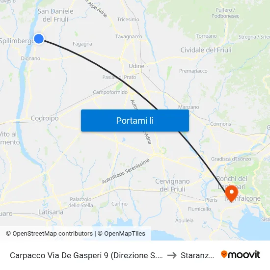 Carpacco Via De Gasperi 9 (Direzione S.Daniele) to Staranzano map