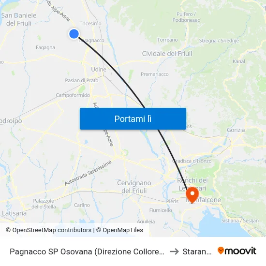 Pagnacco SP Osovana (Direzione Colloredo), Casali Liola to Staranzano map