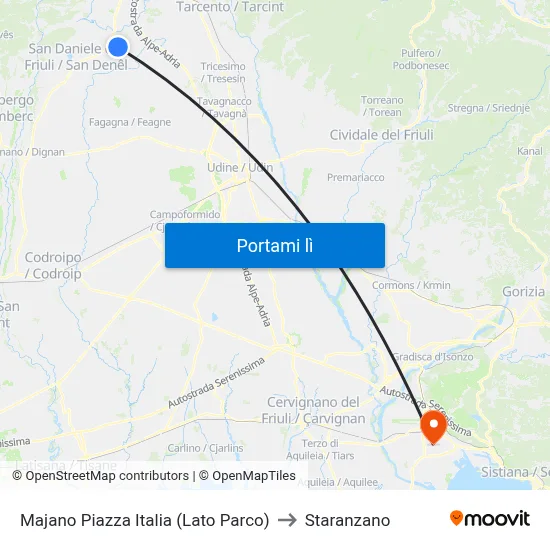 Majano Piazza Italia (Lato Parco) to Staranzano map