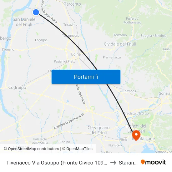 Tiveriacco Via Osoppo (Fronte Civico 109), Loc.Ponte Ledra to Staranzano map