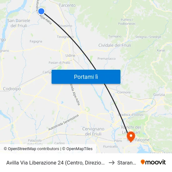 Avilla Via Liberazione 24 (Centro, Direzione Tonzolano) to Staranzano map