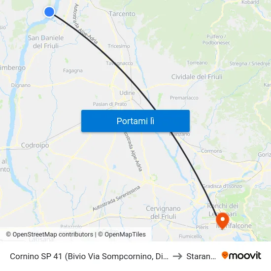 Cornino SP 41 (Bivio Via Sompcornino, Direzione Cimano) to Staranzano map