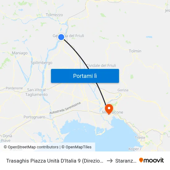 Trasaghis Piazza Unità D'Italia 9 (Direzione Avasinis) to Staranzano map