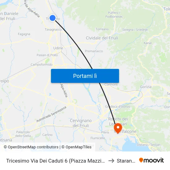 Tricesimo Via Dei Caduti 6 (Piazza Mazzini, Dir. Tarcento) to Staranzano map