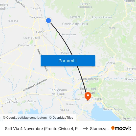 Salt Via 4 Novembre (Fronte Civico 4, Piazza) to Staranzano map