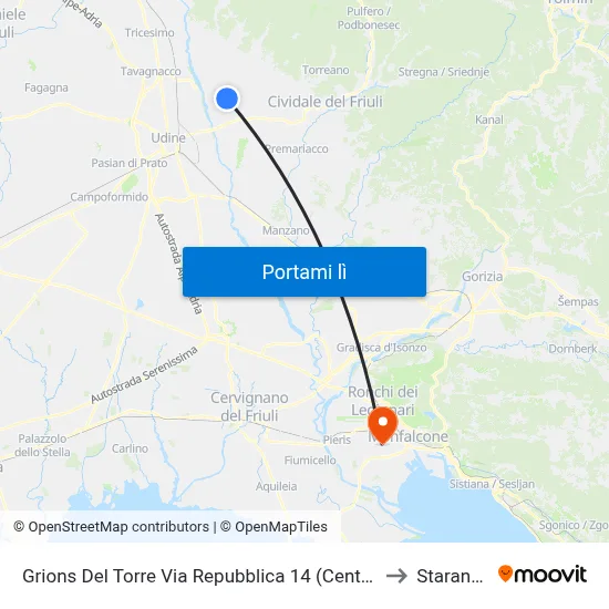 Grions Del Torre Via Repubblica 14 (Centro, Dir.Cividale) to Staranzano map
