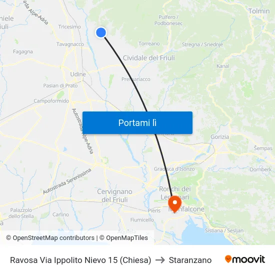 Ravosa Via Ippolito Nievo 15 (Chiesa) to Staranzano map