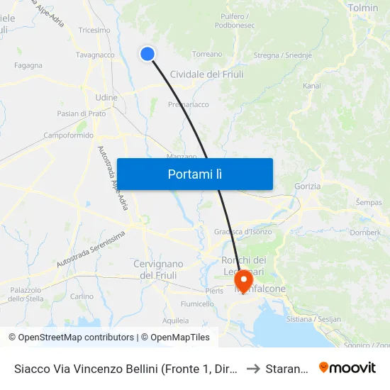 Siacco Via Vincenzo Bellini (Fronte 1, Direzione Udine) to Staranzano map